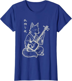 Minimalist Harajuku Kitsune Shamisen Japanese Fox