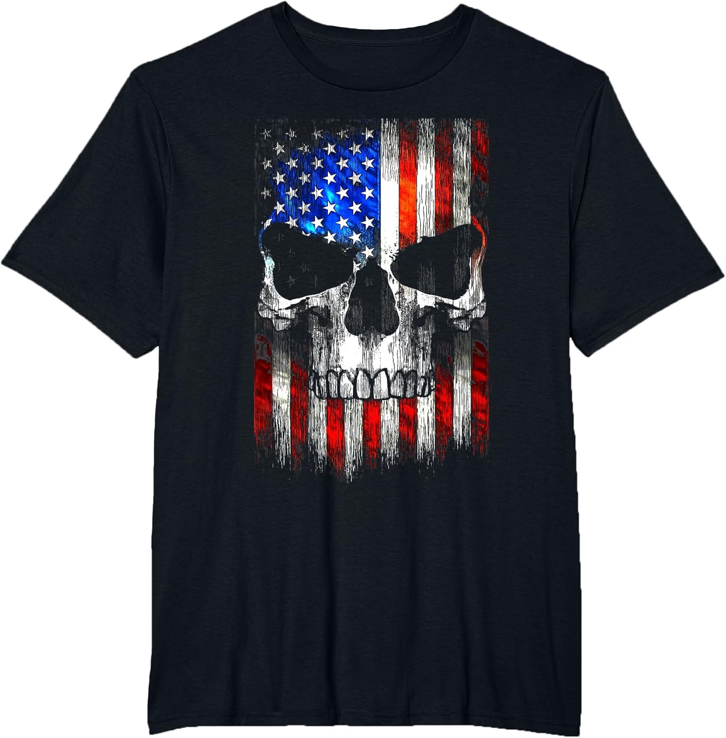4th of July Shirt Men American Flag Skull Skeleton