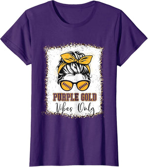 Purple Gold Football Mom Shirt Women Mother Football Vibes