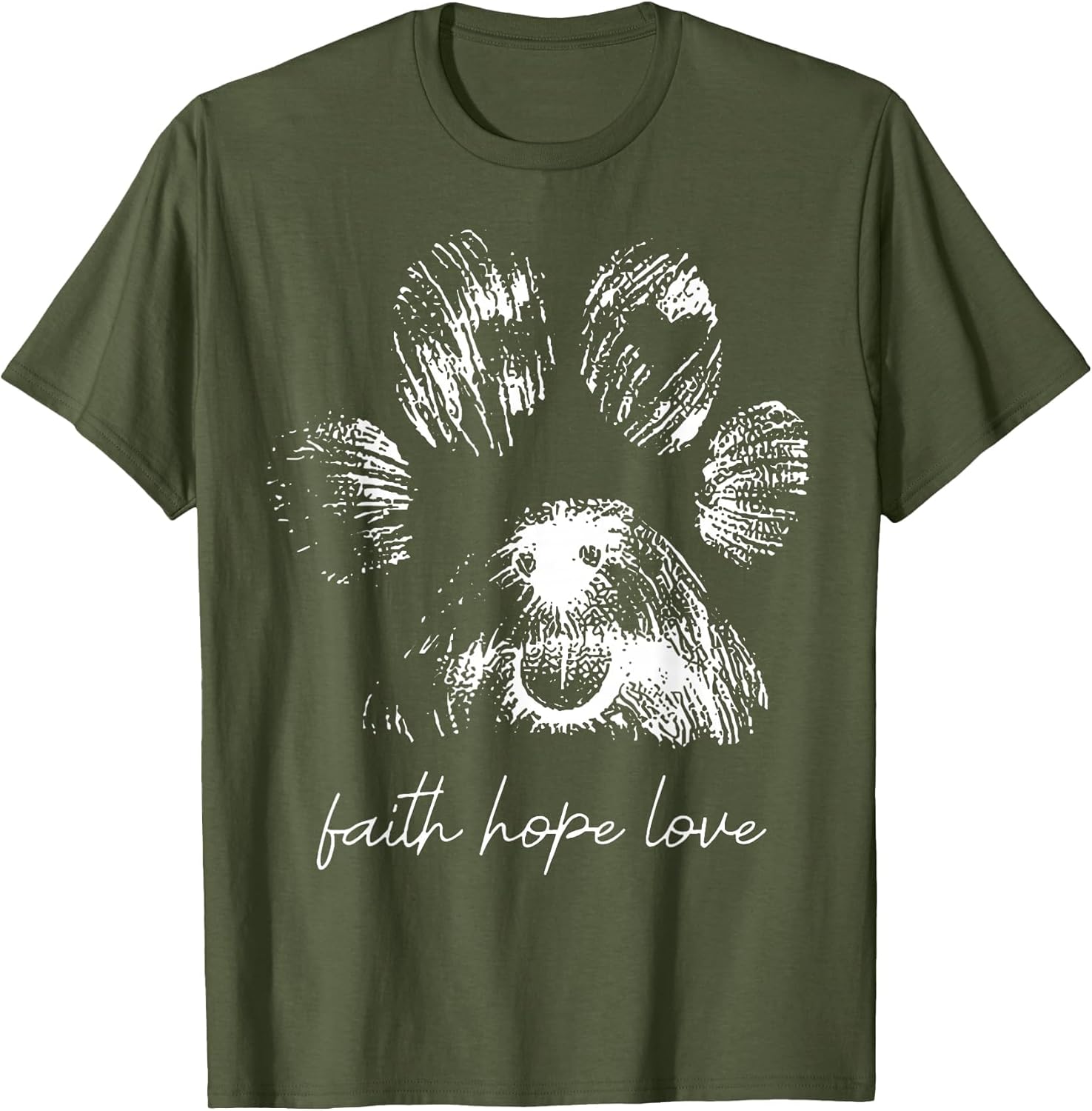 Faith Hope Love Paw Print Face Dog Christian Jesus Religious