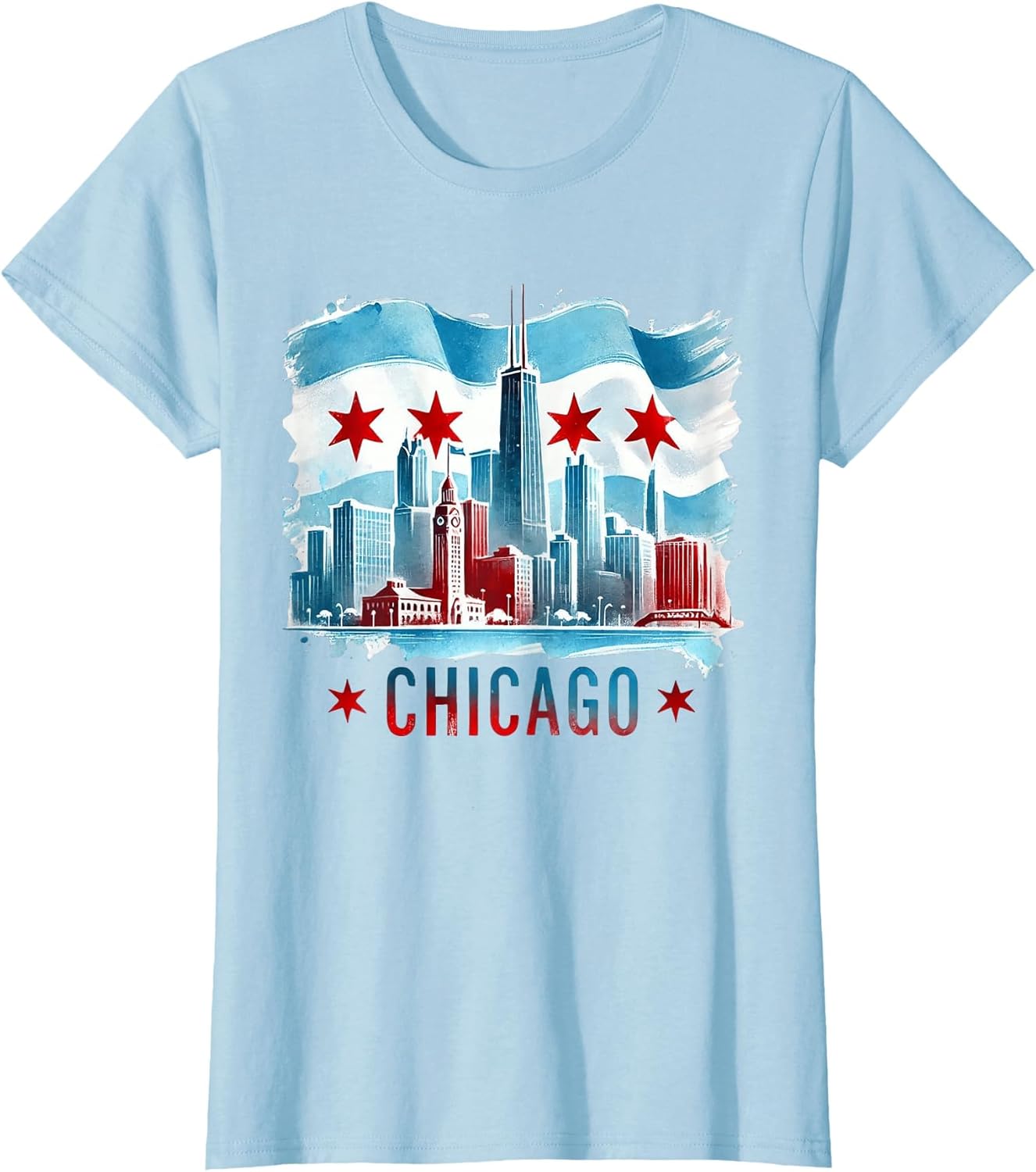 Chicago Skyline Flag Shirt Cityscape Illinois Men Women