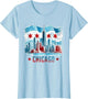 Chicago Skyline Flag Shirt Cityscape Illinois Men Women