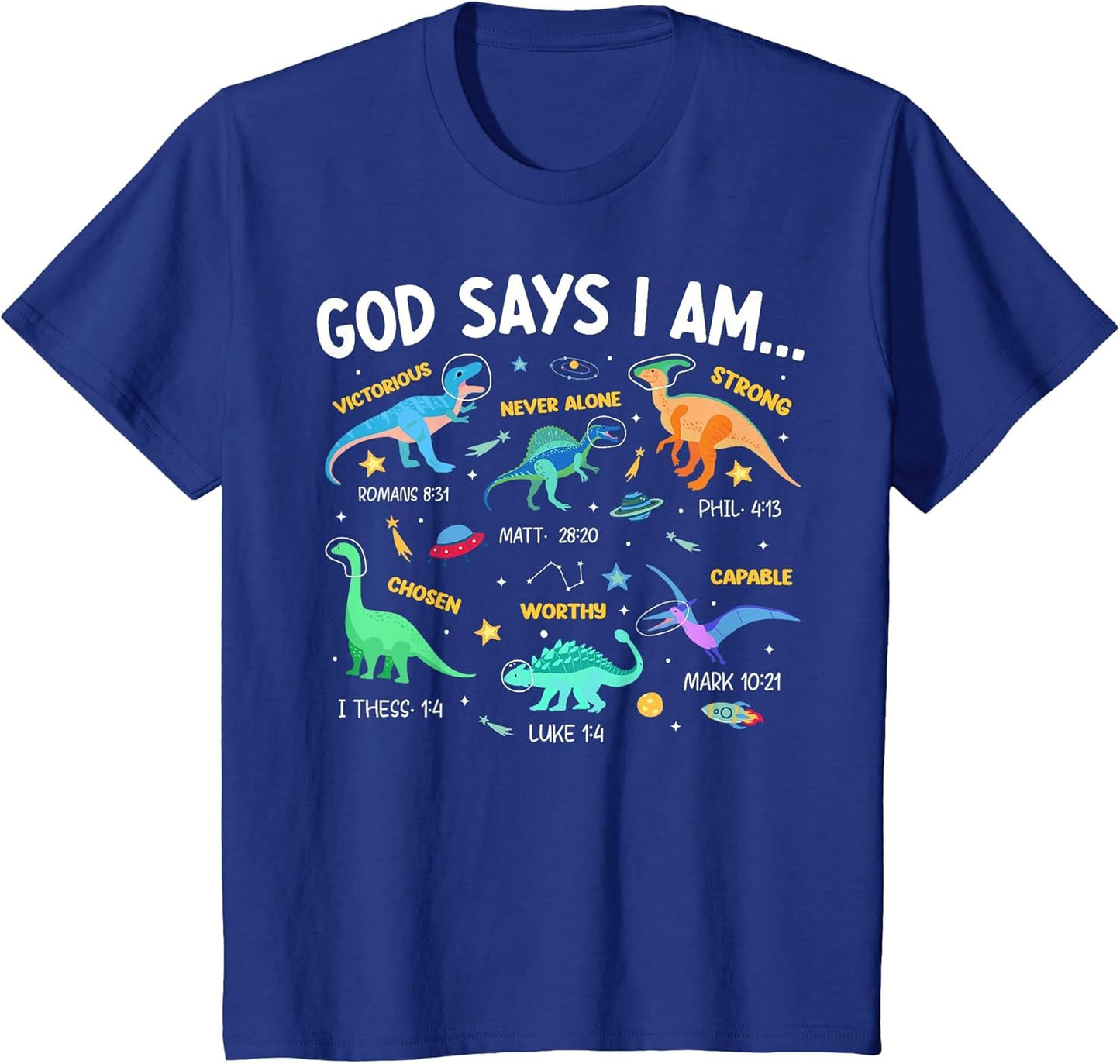 Kids Christian Lovers God Says I Am Space Dinosaur Kids Jesus