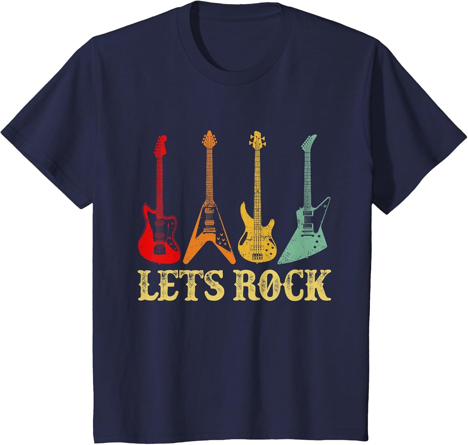 Vintage Retro Lets Rock Rock n Roll Guitar