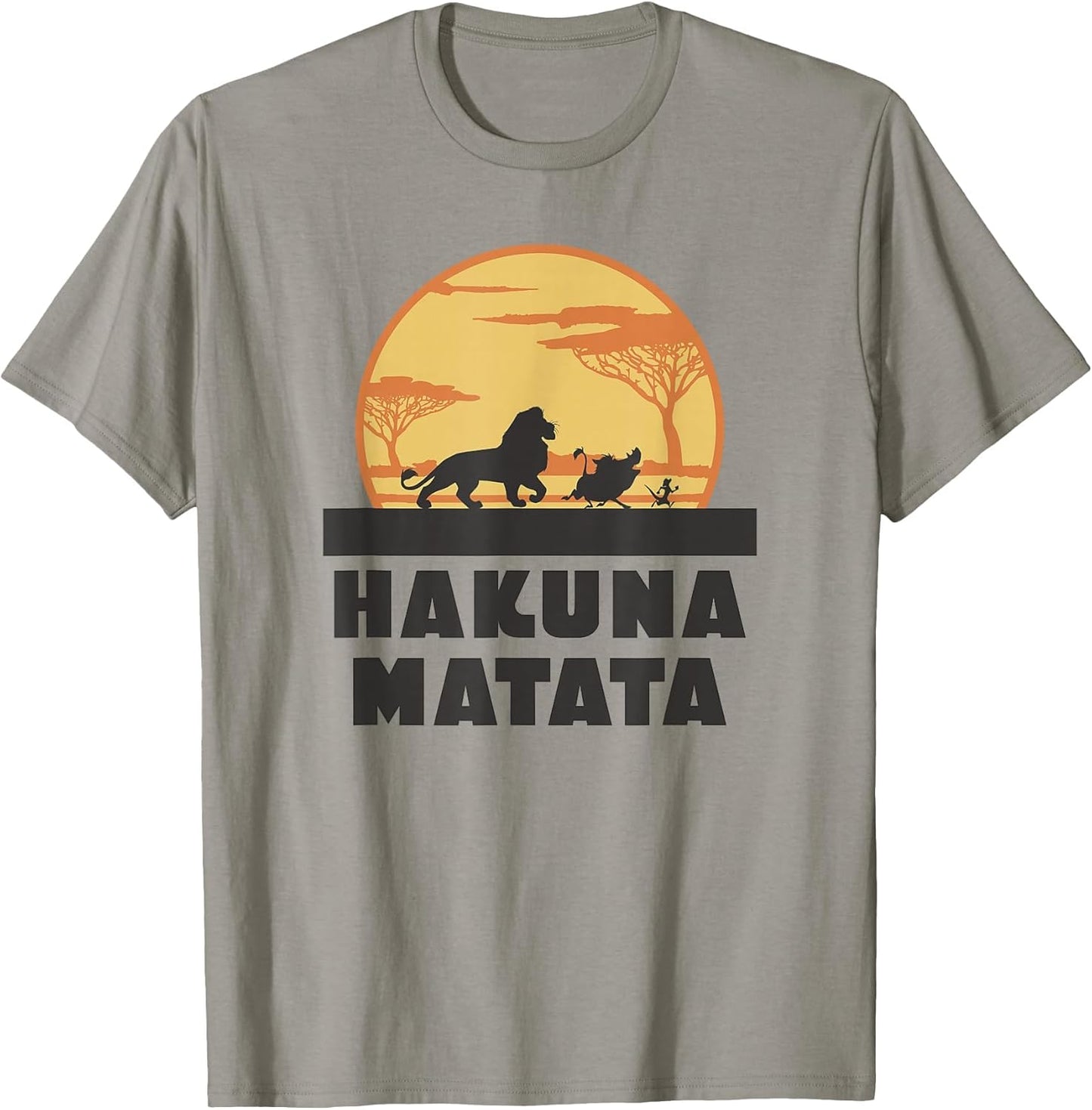 Disney The Lion King Hakuna Matata Crew Sideview Silhouettes , Men, Slate Grey, Large