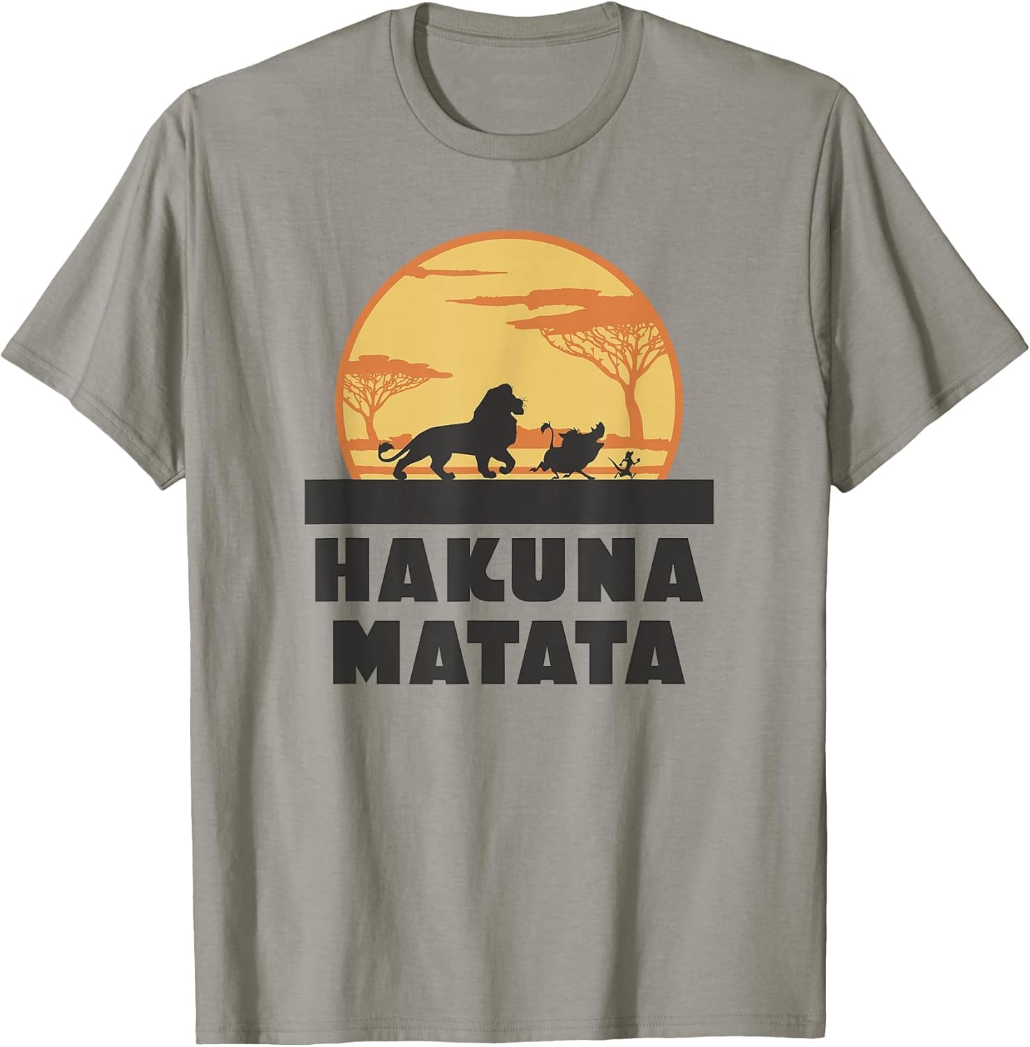 Disney The Lion King Hakuna Matata Crew Sideview Silhouettes , Men, Slate Grey, Large
