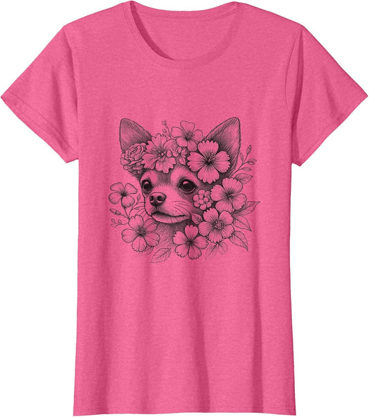 Floral Dog Chihuahua Flower Design for Girls and Women