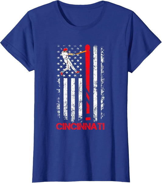 Vintage Cincinnati Baseball American US Flag Premium