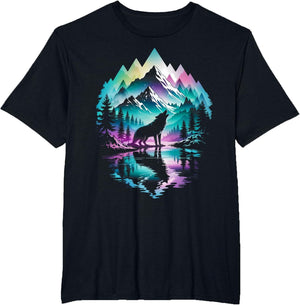 Wolf Forest Moon Vintage Cosmic Howling Wolf Lover Graphic