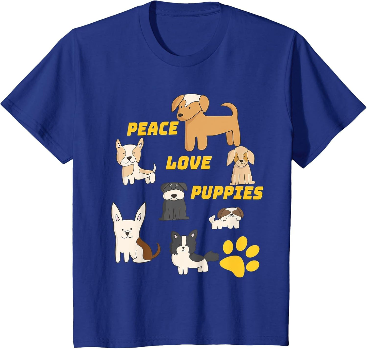 Peace Love Puppies Paw Print T Shirt