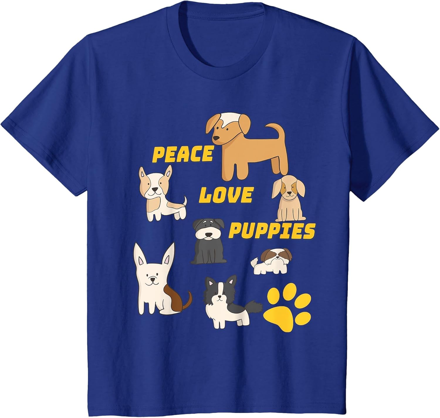 Peace Love Puppies Paw Print T Shirt