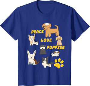 Peace Love Puppies Paw Print T Shirt