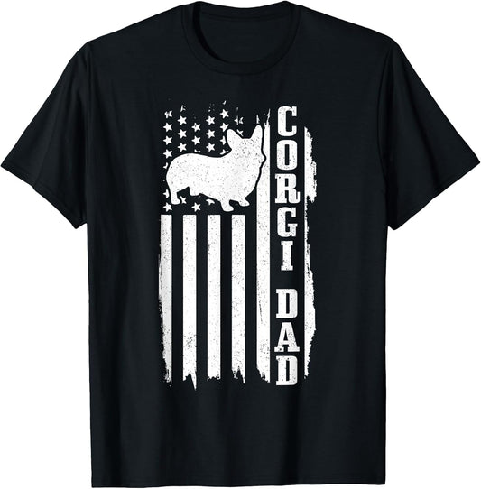 Corgi Dad Vintage American Flag Patriotic Corgi Dog