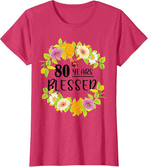 Floral Happy 80th Birthday 80 Years Blessed
