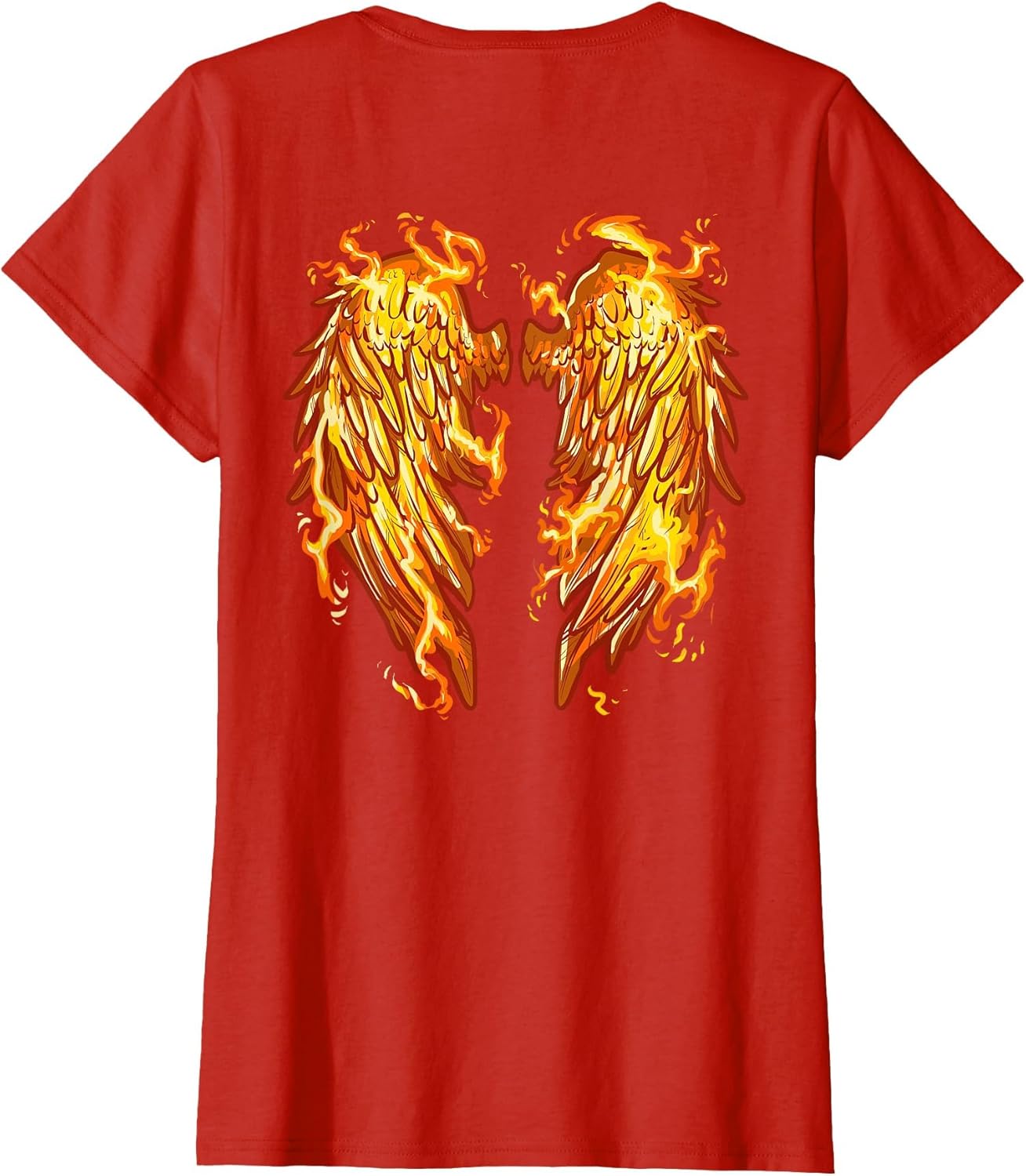 Flaming Angel Wings On Back Fire Feathers