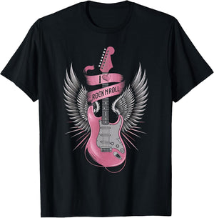 I Love Rock and Roll Pink Guitar Angel Wings Vintage