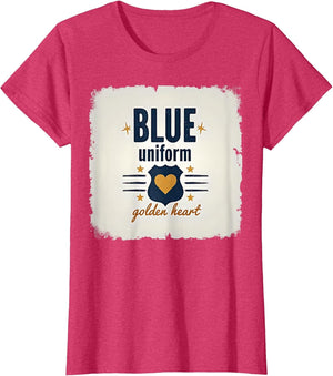 Blue Uniform Golden Heart Police Tribute Design