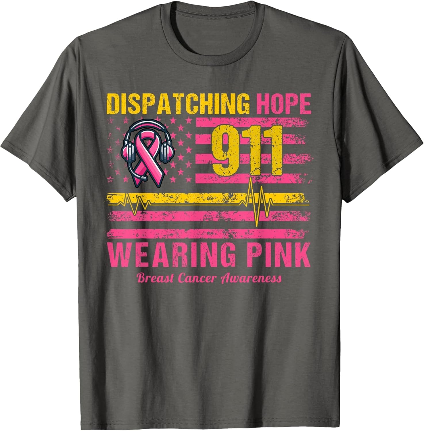911 Dispatcher Breast Cancer Awareness US Flag We Wear Pink