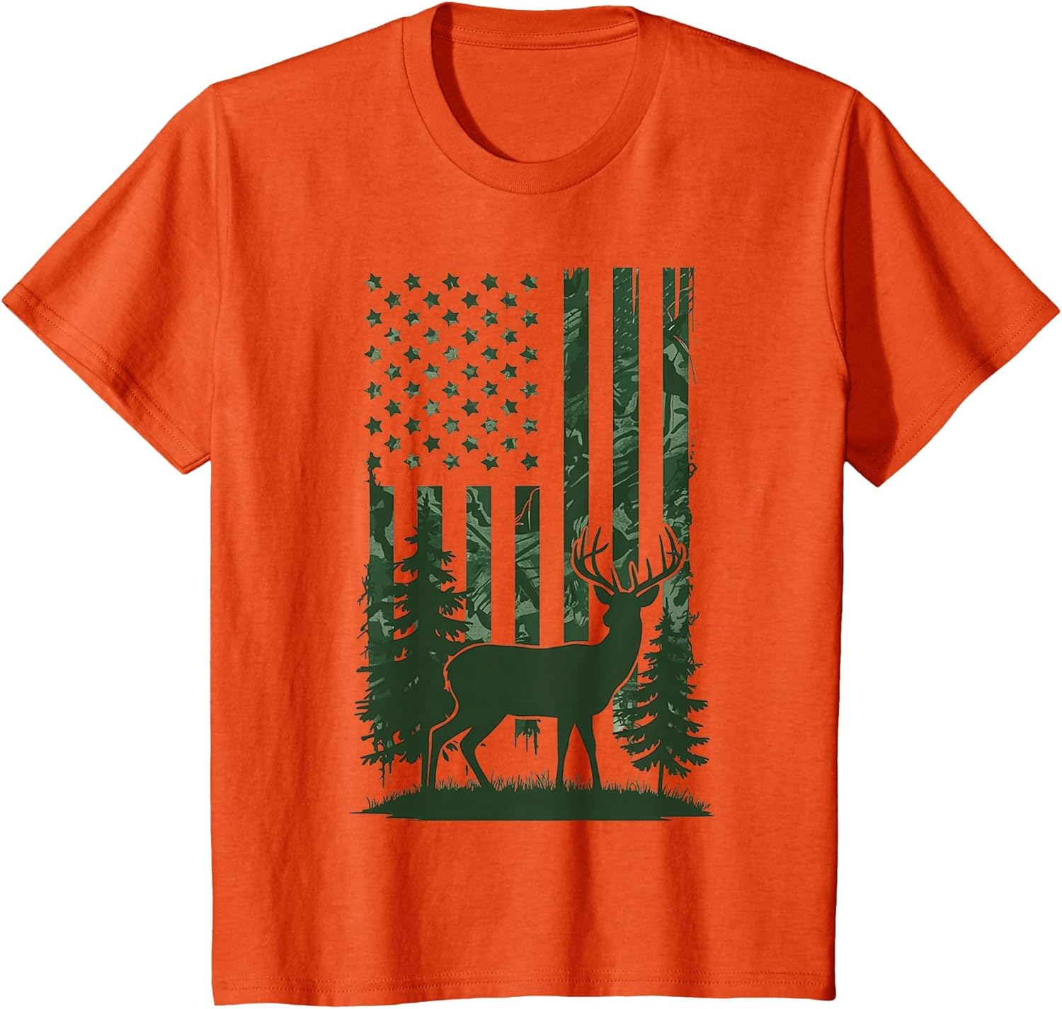 Men Kids Orange Hunting Shirt Deer Hunters Toddler Camo Flag