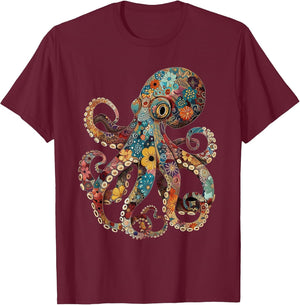 Octopus Floral Vintage Flowers Squid Kraken Scuba Diving