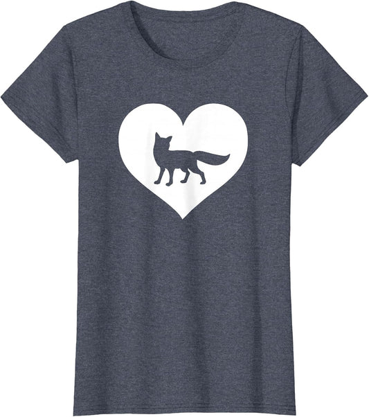 A Cute Purple or Pink Fox , Women, Heather Blue, X-Large
