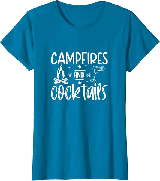 Campfires and Cocktails Funny Camper Camping Funny Drinking