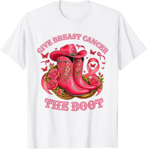 Give Breast Cancer The Boot Cowgirl Pink Ribbon Awareness