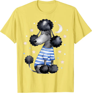 Sleepy Black Poodle Stars and Moon Dog Lover Sleeping Pajama