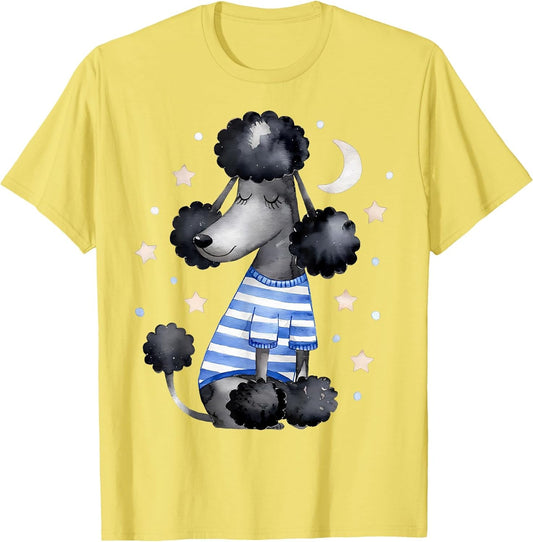 Sleepy Black Poodle Stars and Moon Dog Lover Sleeping Pajama