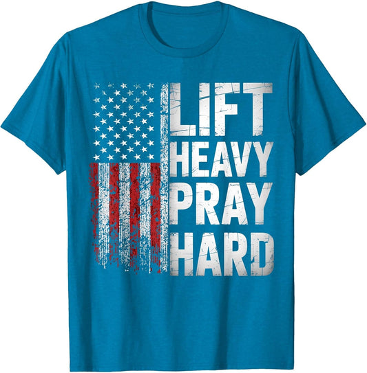 Lift Heavy Pray Hard Funny Gym Christian Lifting Men Women