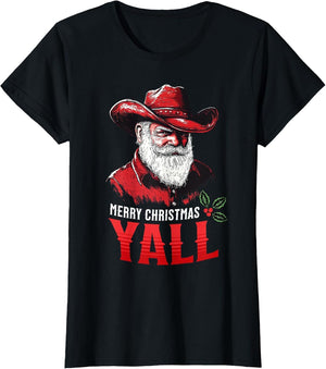 Merry Christmas Yall Cowboy Santa Texas Western Howdy Xmas