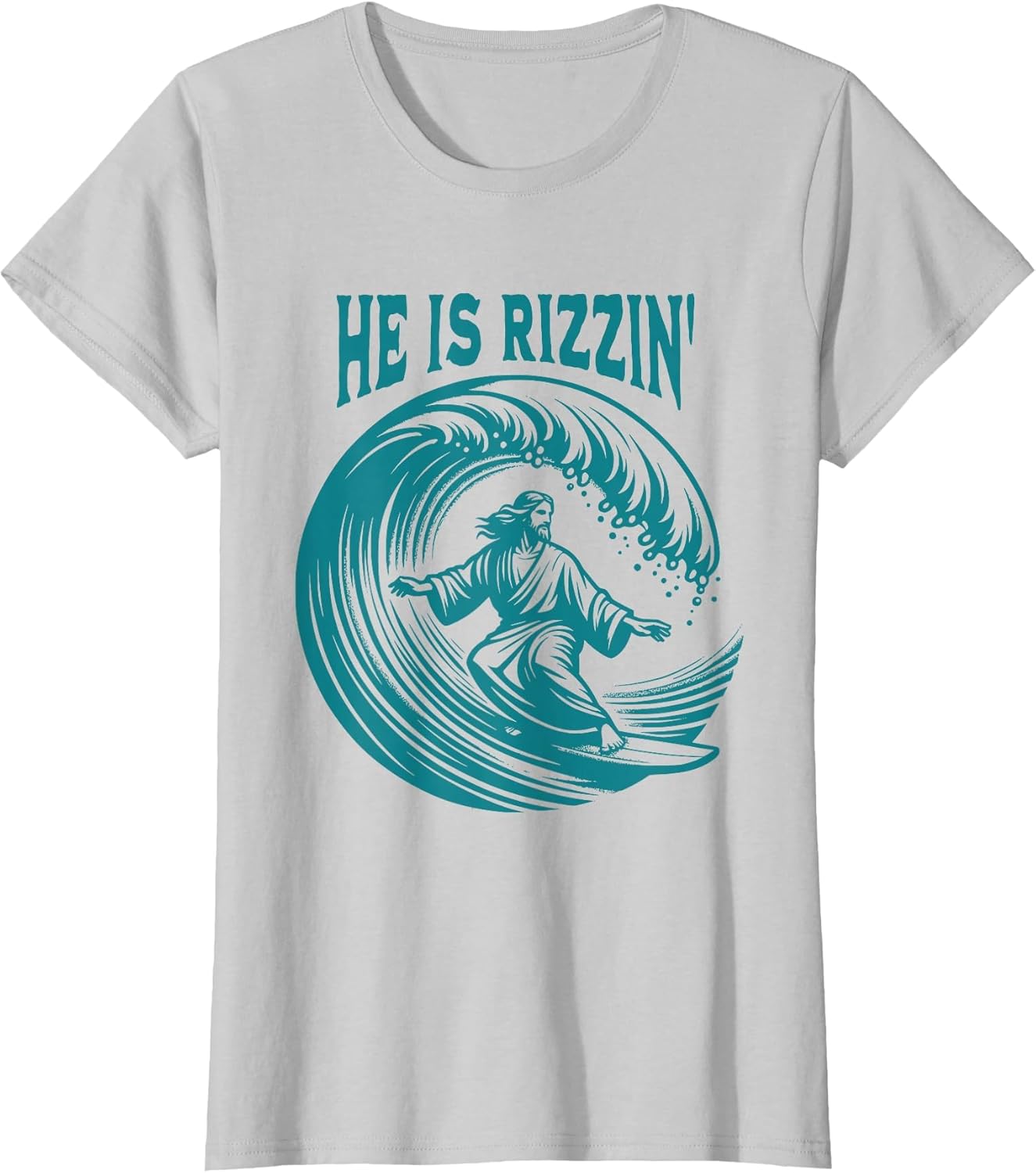 He is Rizzin Christian Jesus Surfing Funny Retro Vintage
