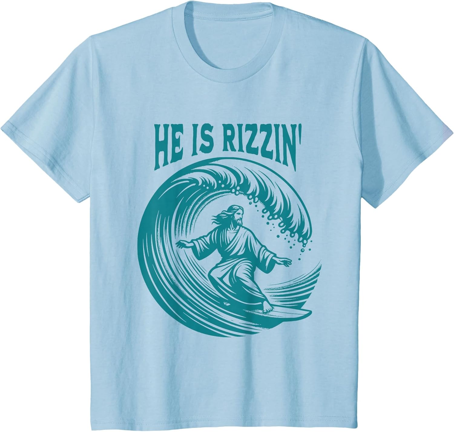He is Rizzin Christian Jesus Surfing Funny Retro Vintage