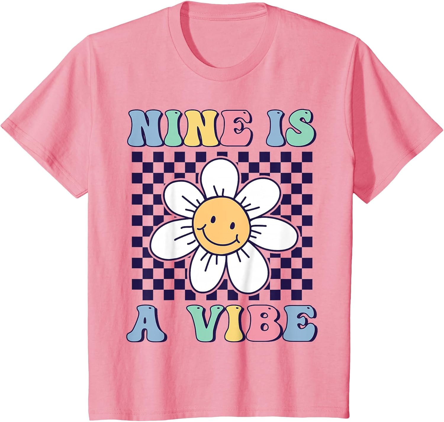Nine is A Vibe Cute Groovy 9th Birthday Party Daisy Flower