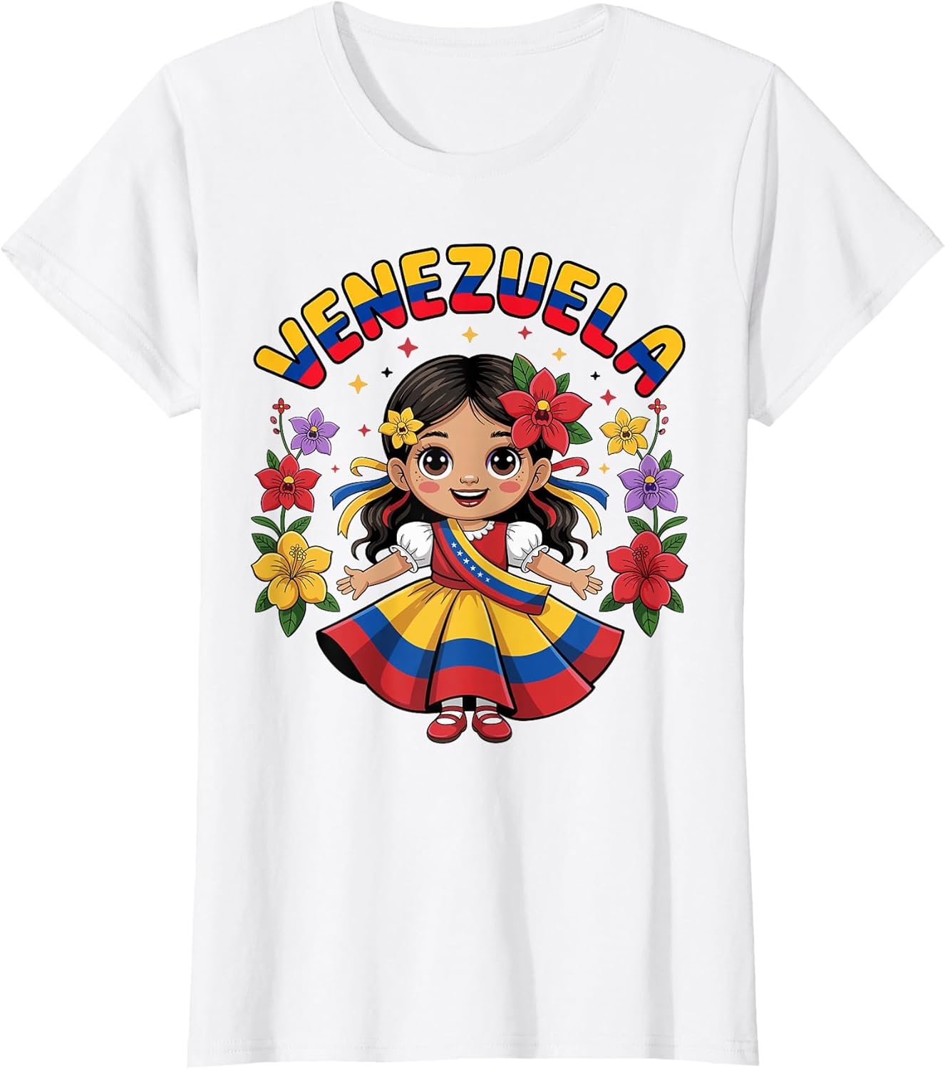 Cute Venezuela Girl Traditional Dress Colorful Art Kids