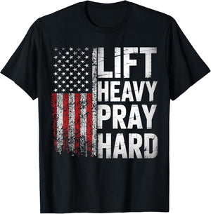 Lift Heavy Pray Hard Funny Gym Christian Lifting Men Women