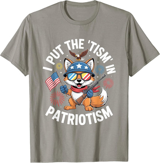 I Put The Tism in Patriotism USA Patriotic Athletic Eagle