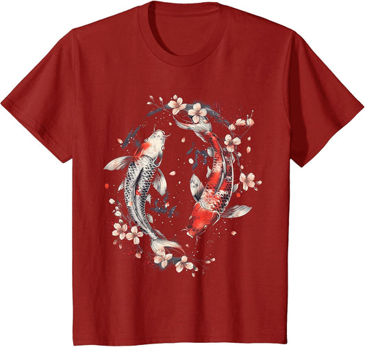 Cherry Blossom Koi Carp Fish Japanese Sakura Graphic Art