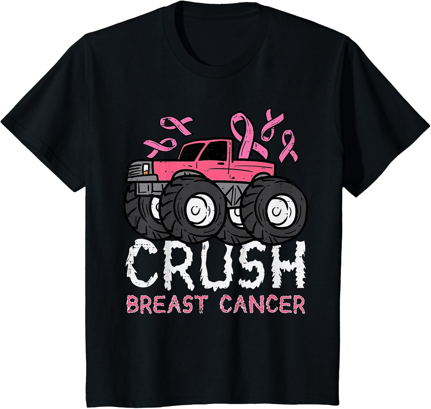 Kids Crush Breast Cancer Awareness Monster Truck Toddler Boy Kids