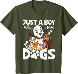 Just A Boy Who Loves Dogs Boys Toddler Puppy Dog Lover