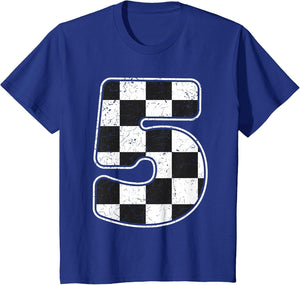 Kids Birthday Boy 5 Five Race Car 5th Birthday Racing Car Flag