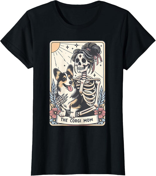 Vintage The Corgi Mom Tarot Card Skeleton Spooky Halloween