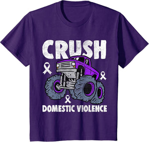 Crush Domestic Violence Awareness Monster Truck Purple Kids