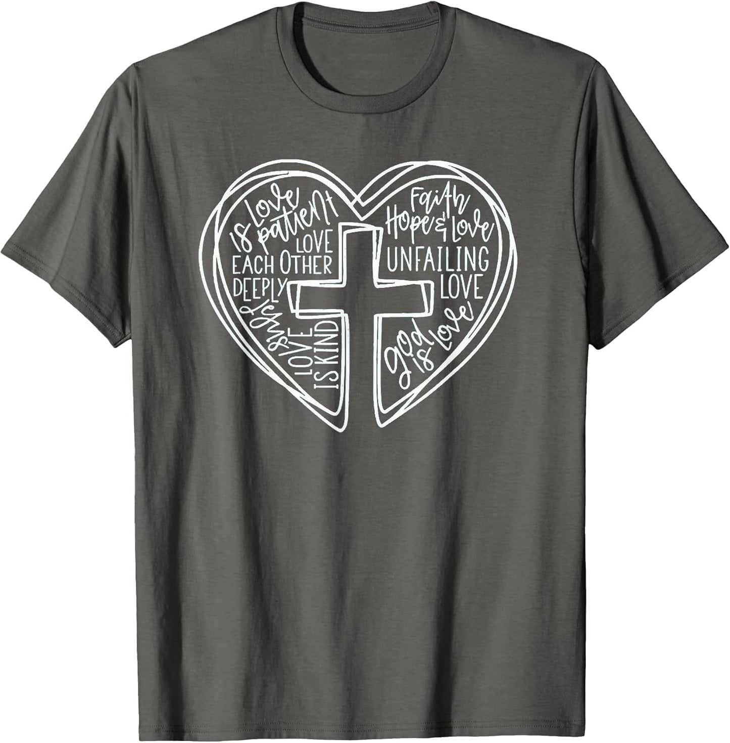 Easter Christian Heart Shirt Jesus is Love Word Heart Cross