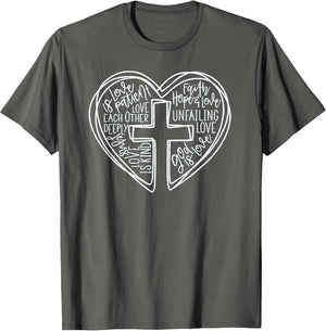 Easter Christian Heart Shirt Jesus is Love Word Heart Cross