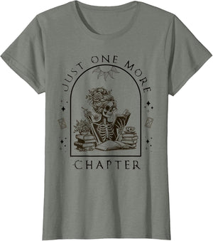 Just One More Chapter Vintage Skeleton Reading Book Reader