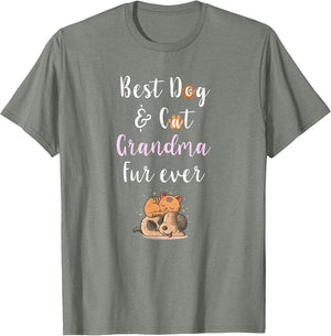 Best Dog & Cat Grandma Fur Ever Funny Fur Kid Granny Saying