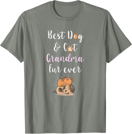 Best Dog & Cat Grandma Fur Ever Funny Fur Kid Granny Saying