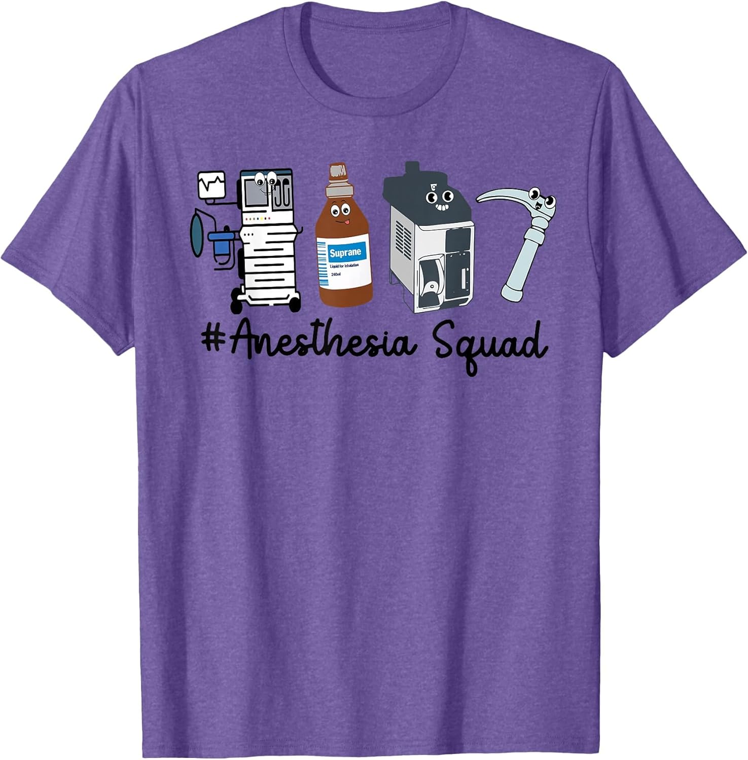 Funny Anesthesia Tech, Anesthesia Squad Goals CRNA Anesthesi , Men, Purple Heather, 3X-Large