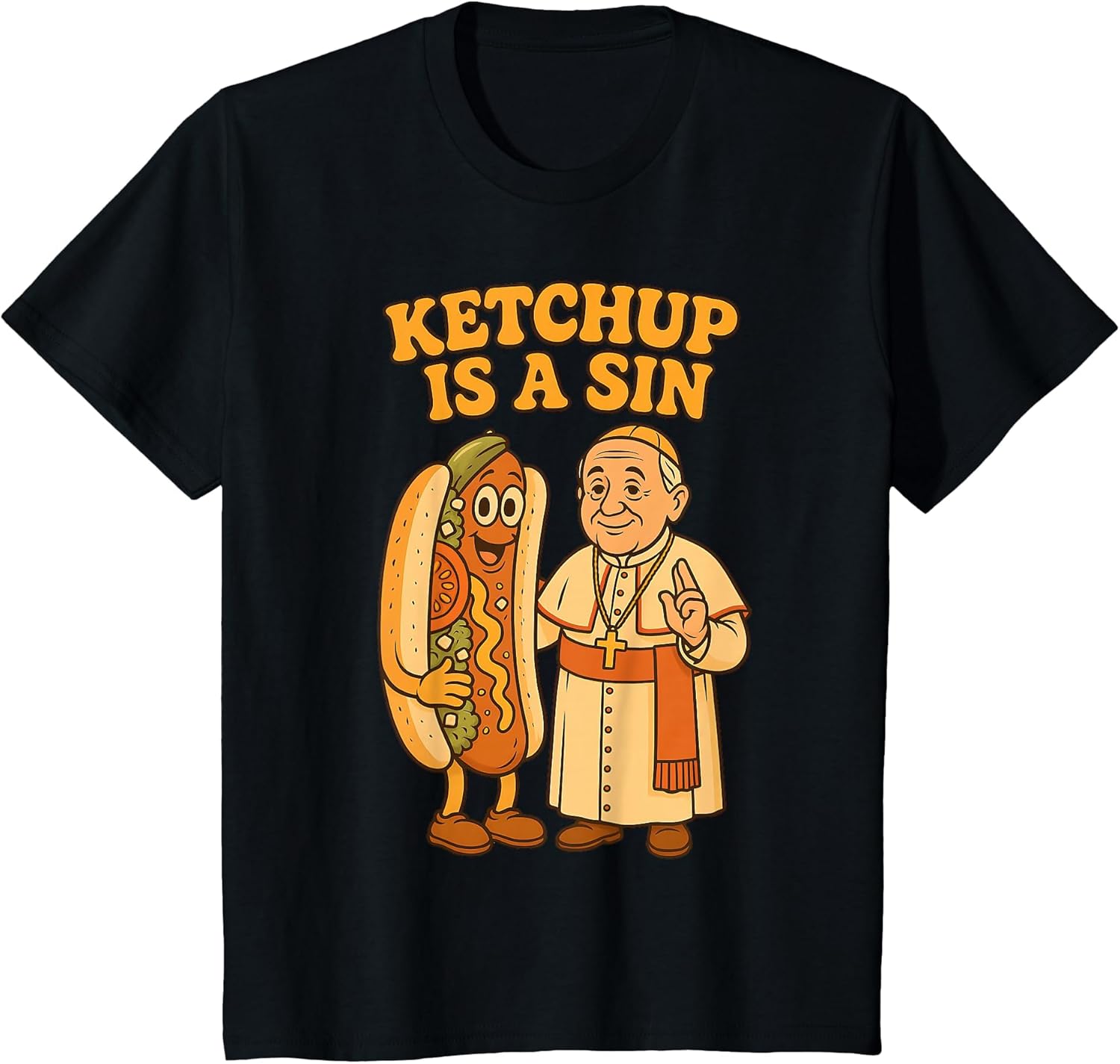 Da Pope Ketchup is a Sin Funny Chicago Hot Dog Design